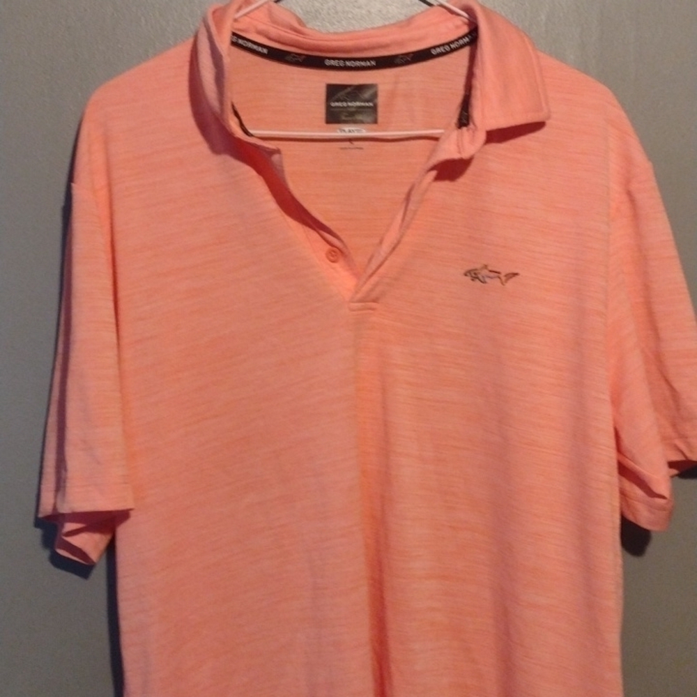 MEN'S Greg Norman PlayDry Polo. L. Washed Orange. - Picture 1 of 5